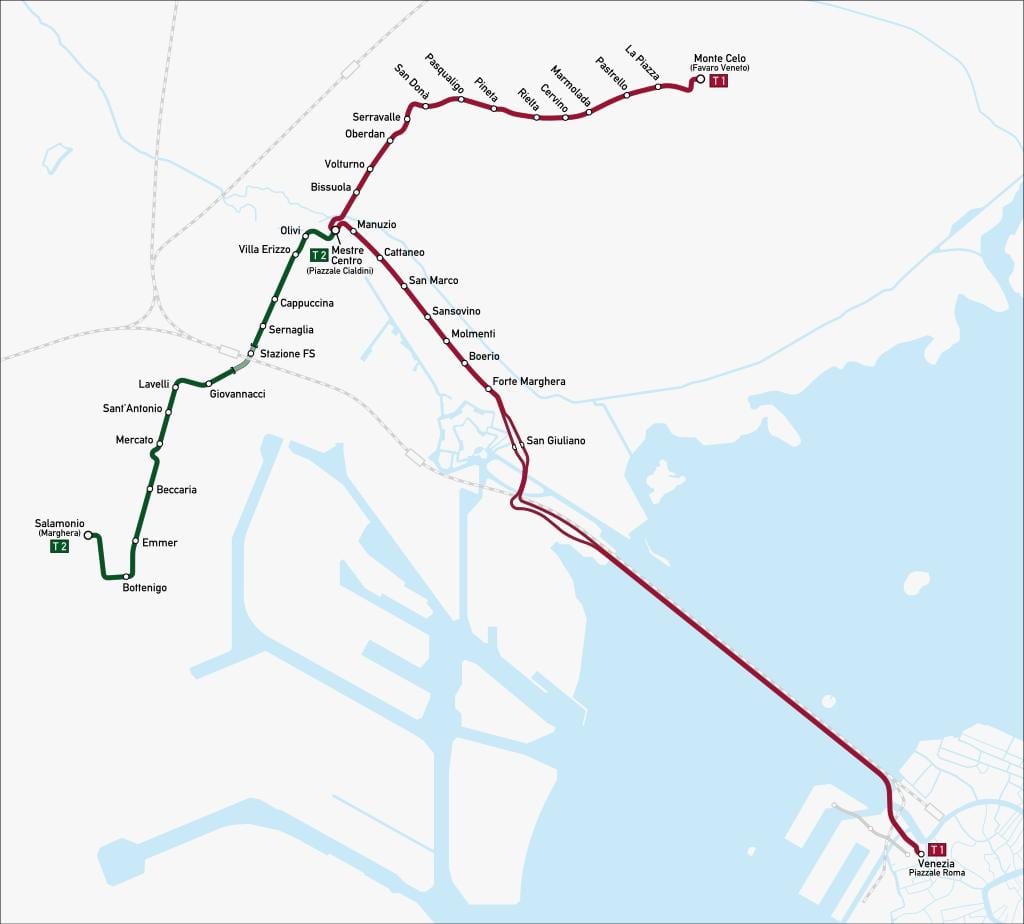 Venezia mestre vlakového nádraží mapa
