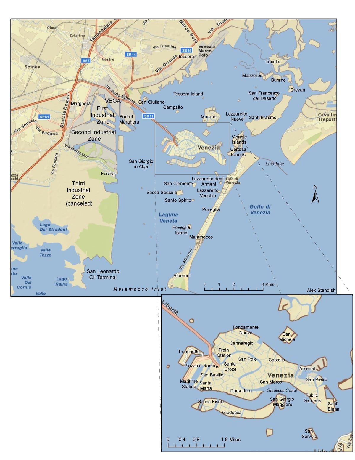 mapa Venice lagoon islands