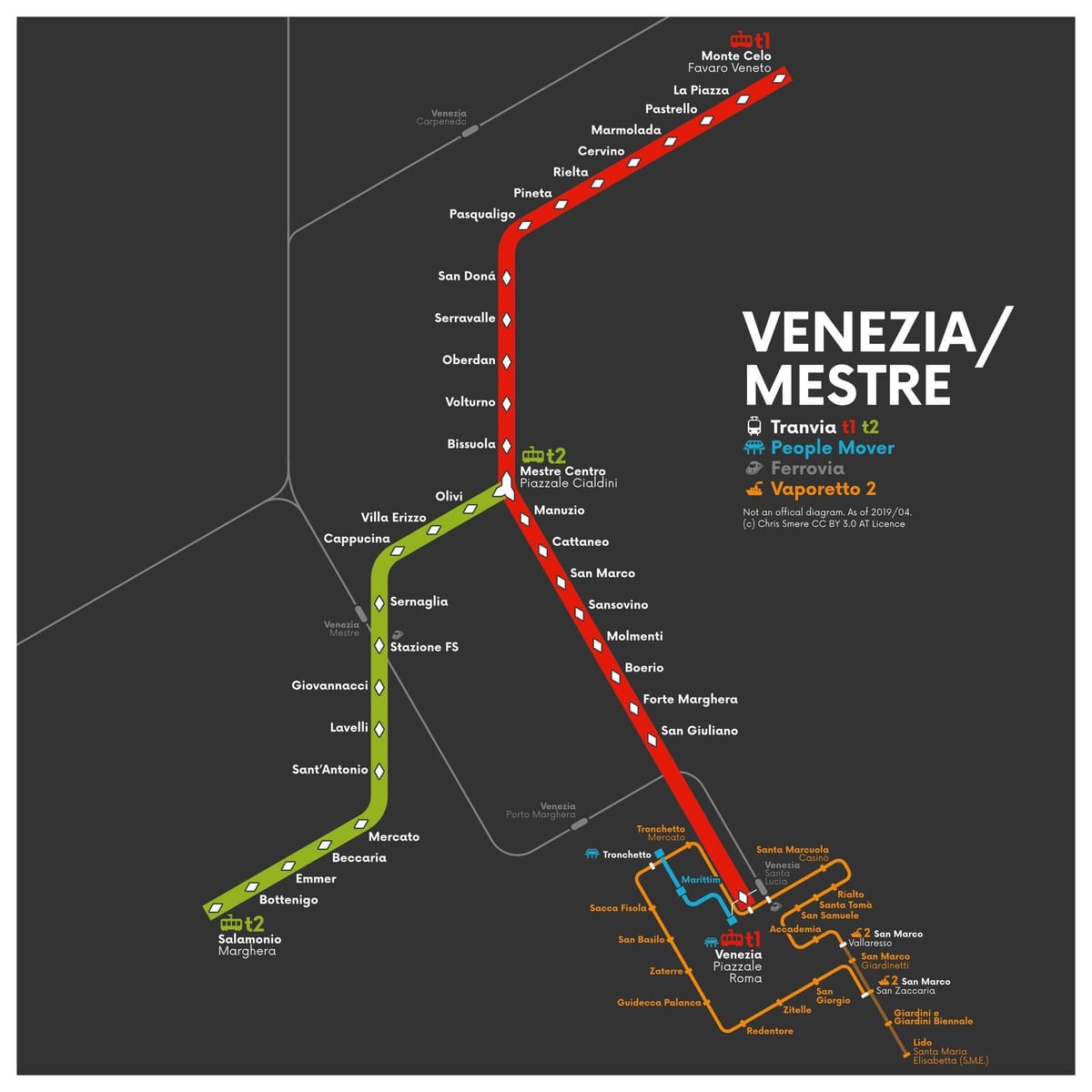 Venezia vlakové nádraží mapě