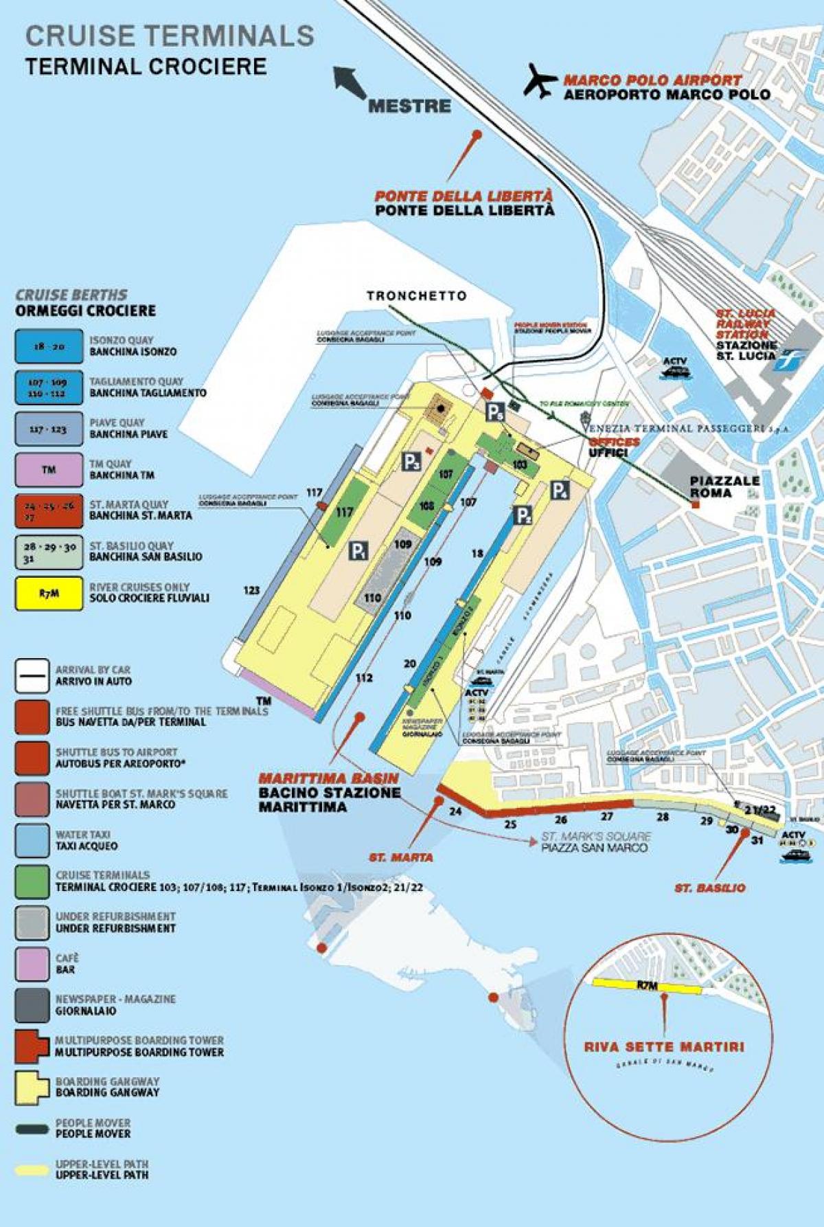mapa Benátek cruise terminal