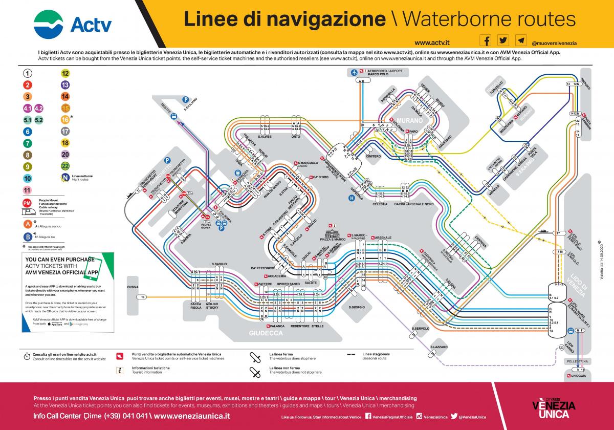Benátky vody autobusové trasy mapě