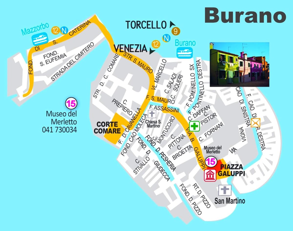 mapa burano, Benátky