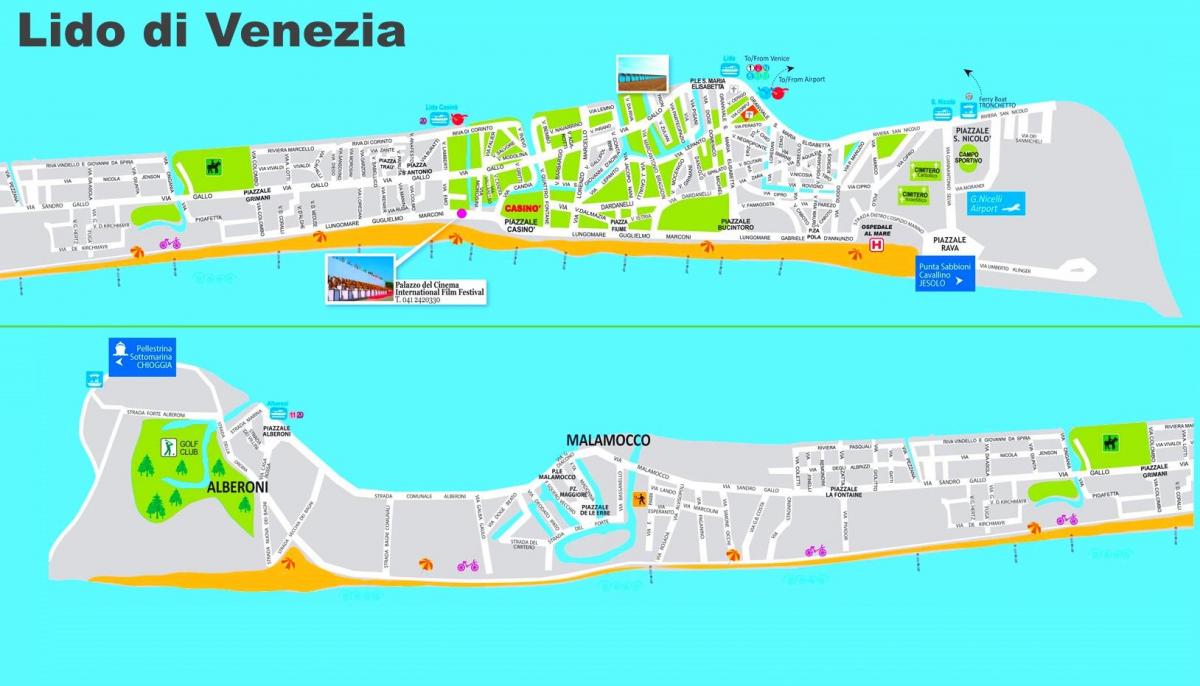 mapa lido Benátky, itálie