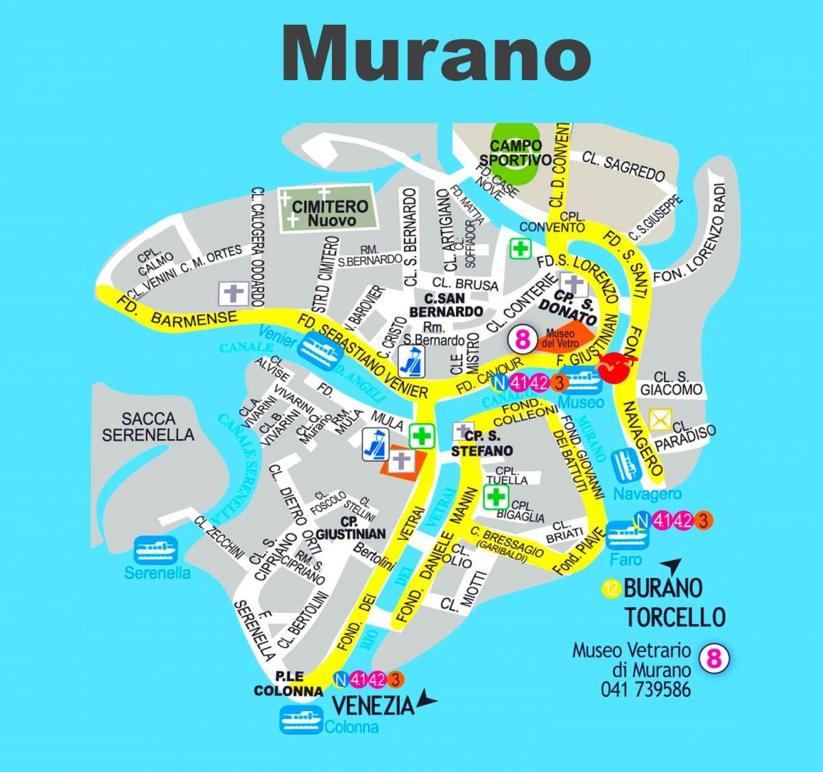 mapa murano Benátky