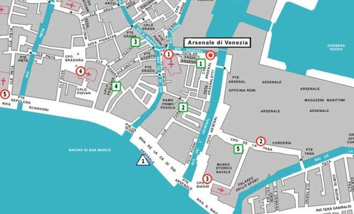mapa Venice arsenale