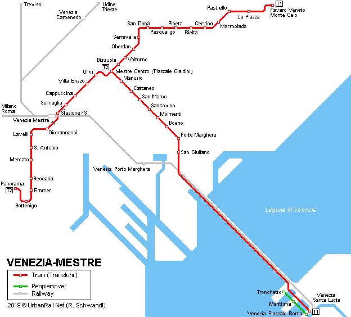 Vlakové nádraží Venezia santa lucia mapě