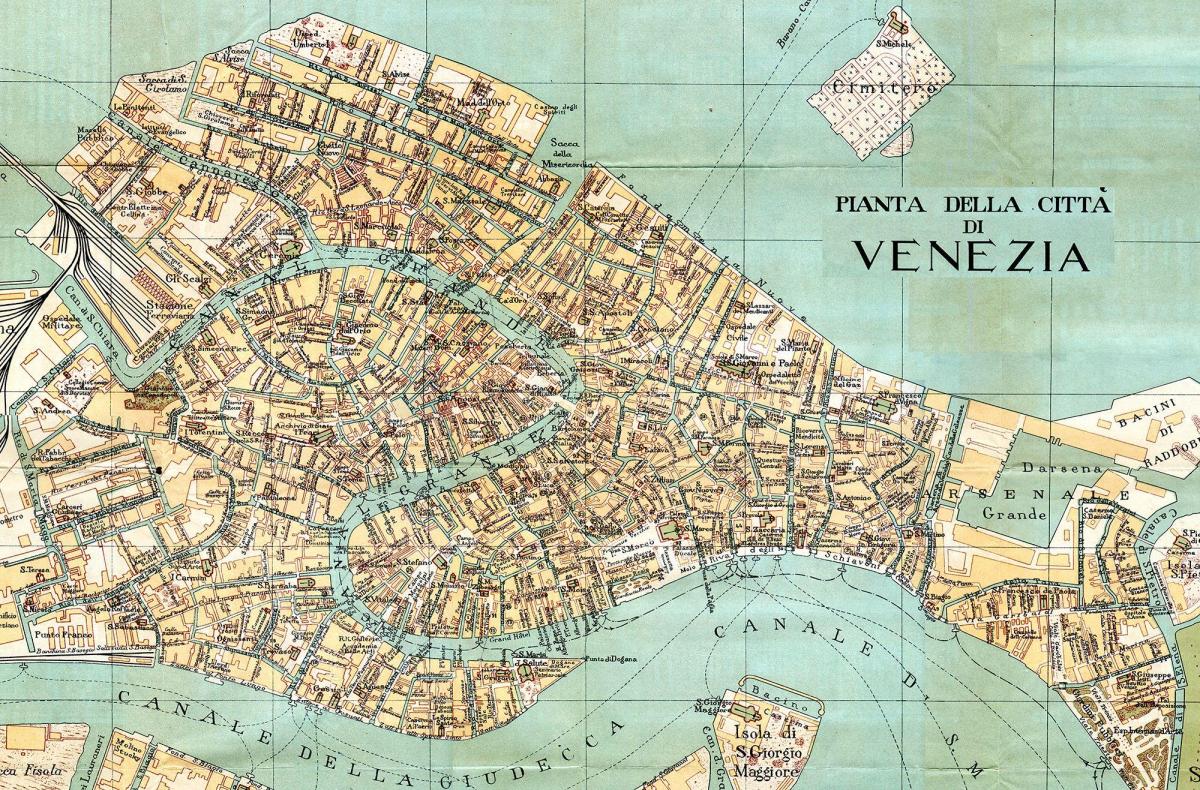 starožitný mapa Benátek