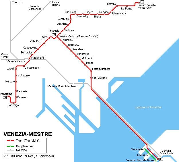 Železniční stanice benátky mapě