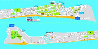 Mapa lido Benátky, itálie