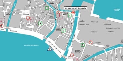 Mapa Venice arsenale